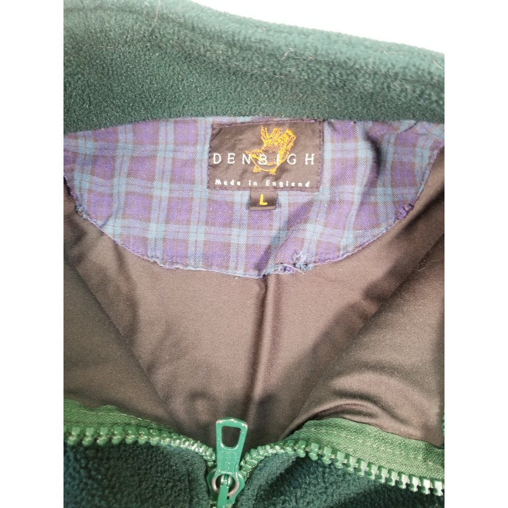 Denbigh Fleece 1/4 Zip Jacket Mens Large Green Vintage Made in England - Picture 6 of 9